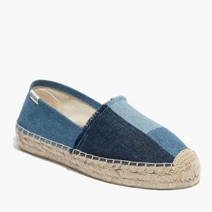 Soludos Platform Flats/Espadrilles in Patchwork Denim